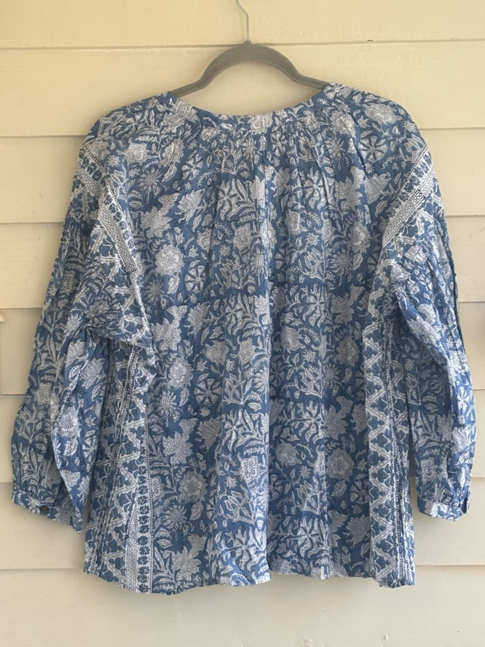 Pure Jill Hand Block Printed Foral 3/4 Sleeve Cotton Top Size Large NWT - Picture 14 of 14